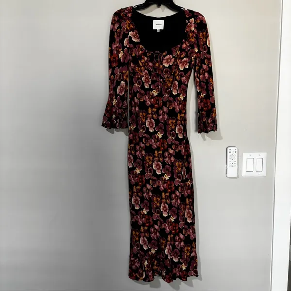 Reformation Kiley Dress Midi Long Sleeve Size 4 - Image 2
