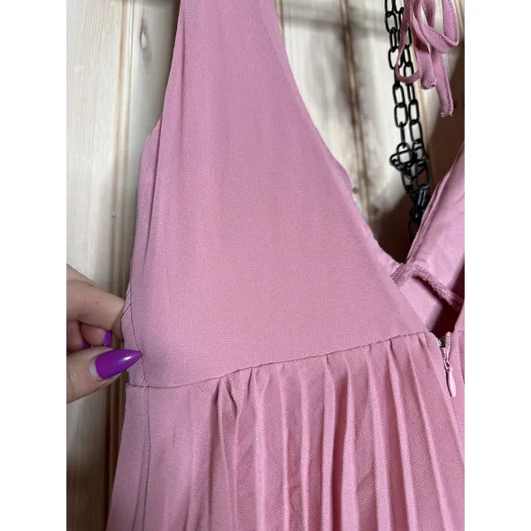 NWT Lulus Mesmerizing Essence Pink Pleated Backless Tiered Maxi Dress Gala Sz S - Image 7