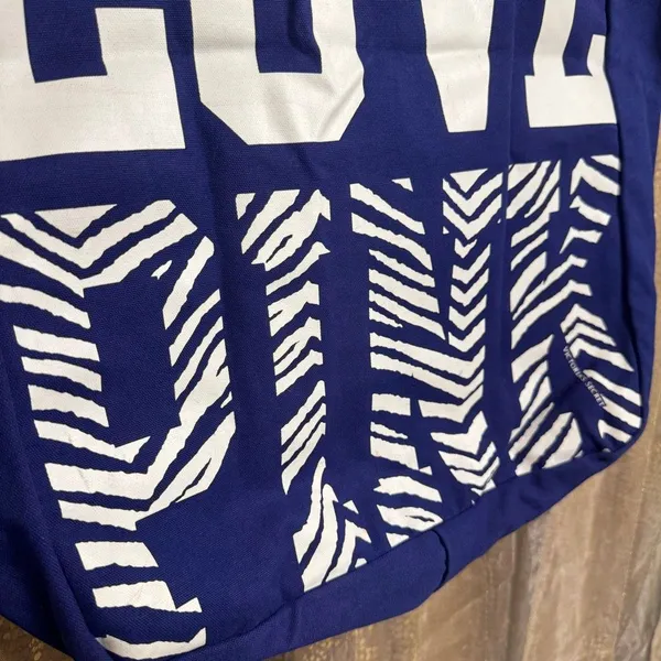 PINK Victorias Secret Y2K Vintage Indigo Zebra Print Love Pink Large Tote Bag - Image 4