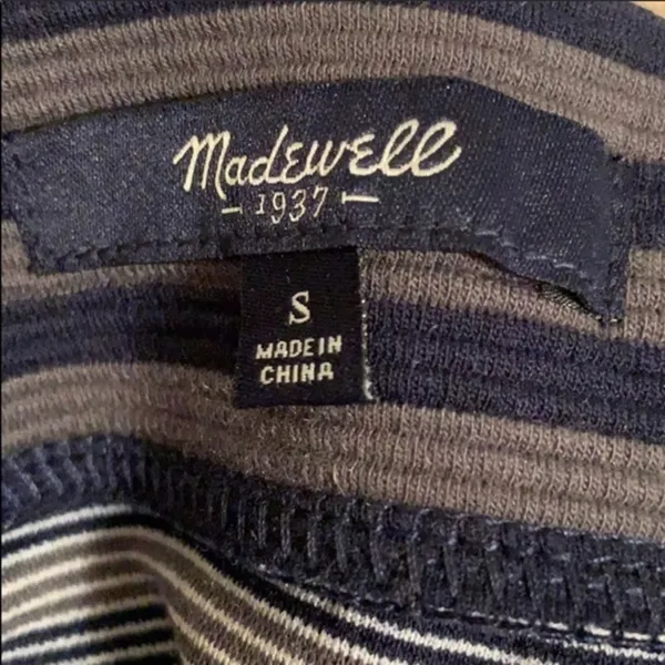 Madewell Ridgestripe Striped Stretch Knit Blue Grey Pencil Skirt S - Image 5