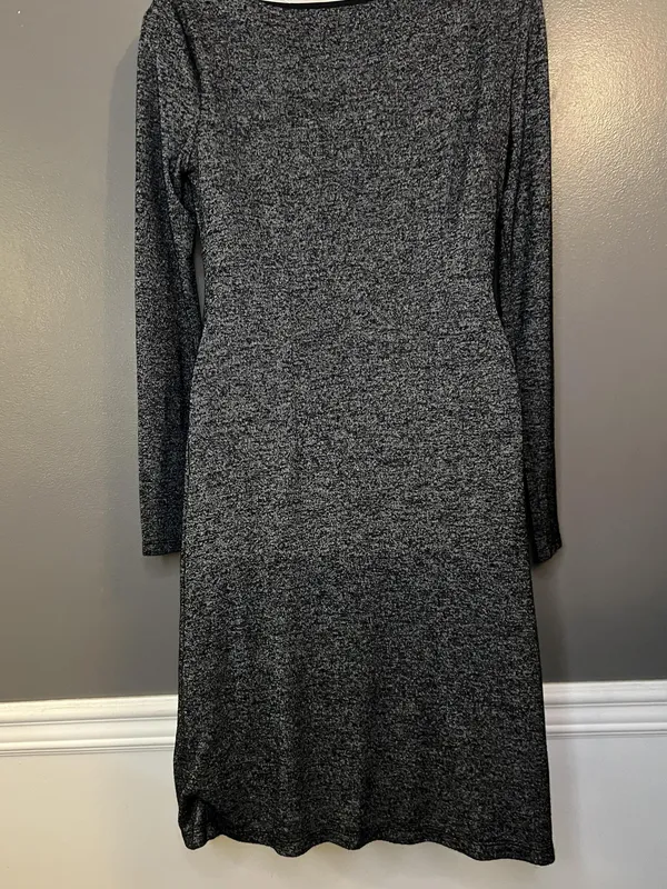 LOFT Dress Womens Small Gray Knit Long Sleeve Ruched Side Sheath Work Office - Image 6