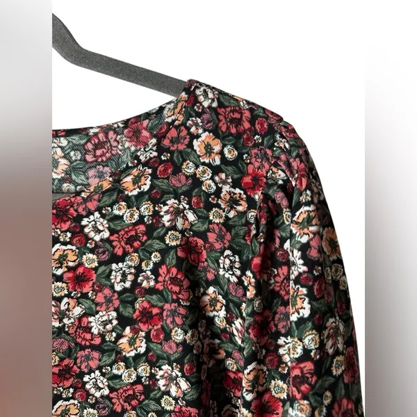 Primark Floral Peplum Blouse Long Sleeve Black Red Green Women’s Size 10 (L)‎ - Image 5