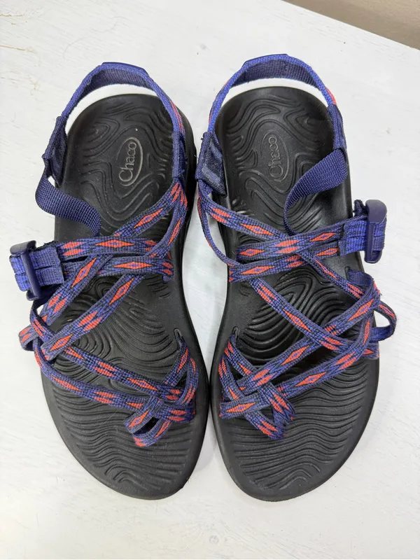 Chaco ZVOLV X2 Womens 7 Hiking Water Sandal Volcanic Blue Orange Camping Outdoor - Image 2
