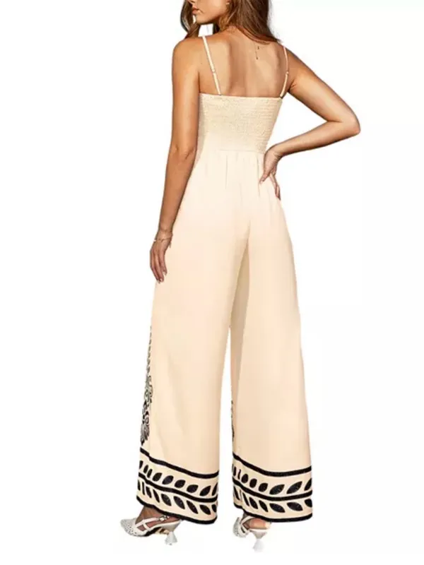 Cupshe Woman’s Cream Wide-Leg Jumpsuit with Black Scroll Motif Size XL - Image 6