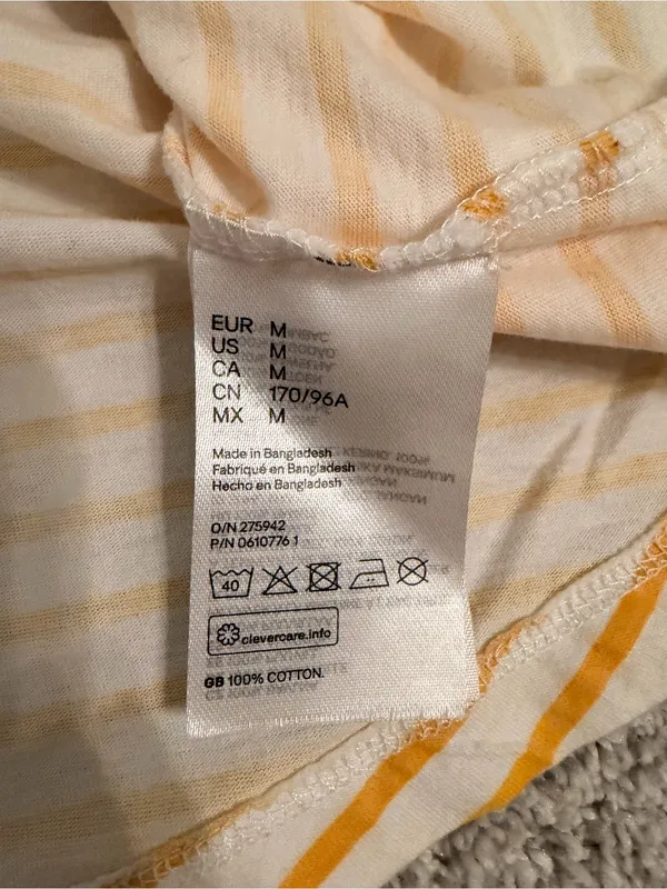 H&M Basics Yellow Stripe Crew Neck Women’s Tee - Image 3