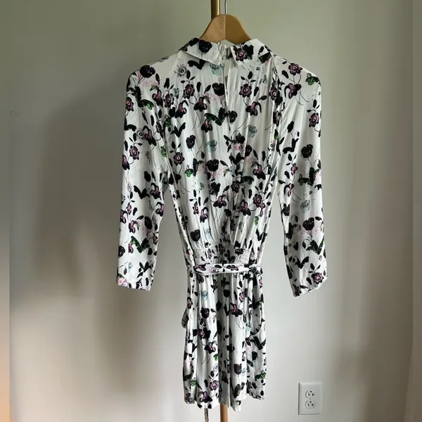 Anthropologie Elevenses Floret Romper White Purple 3/4 Sleeve Size S - Image 9