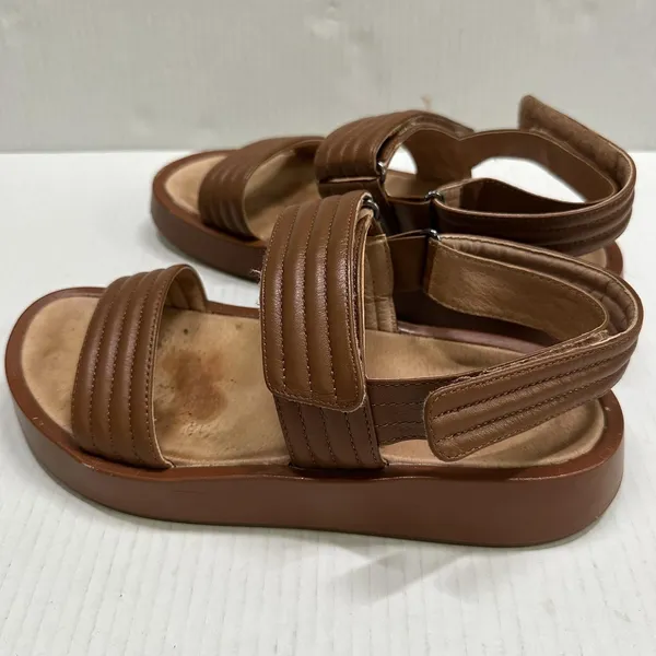 Madewell Emmalee Sandals Womens Size 9 39.5 Brown NW037 Quilted Strap Platform - Image 7