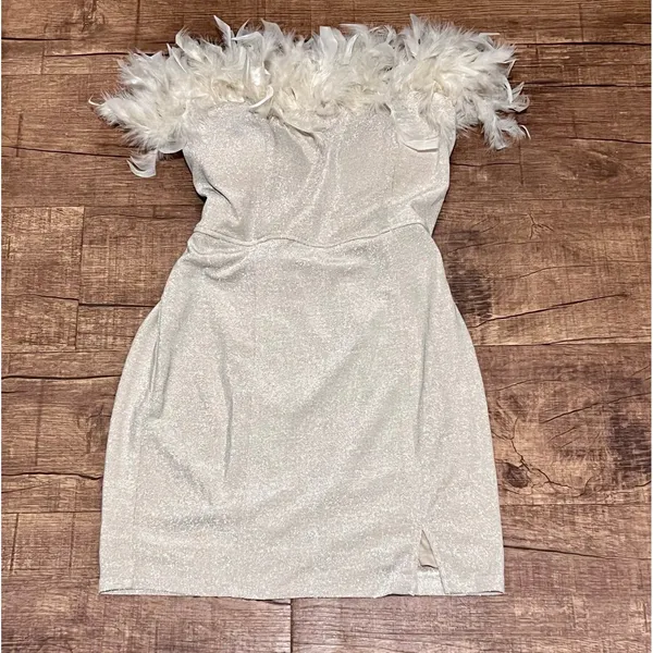 Princess Polly NWT Maniju shimmery feathered mini dress - Image 2