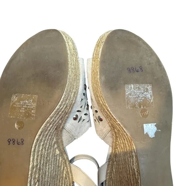 Marc Fisher Shoes Womens Size 11M‎ Beige Suede Studded Wedge Sandals Espadrille - Image 10