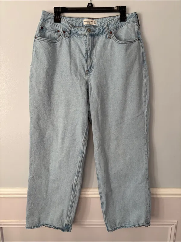 Abercrombie & Fitch Light Blue The Loose High Rise Jeans Sz 31/12 Retro Y2K - Image 2