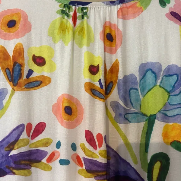 Hayden Los Angeles Maxi Dress Watercolor Floral Lined 1XL Tiered Tassel Boho - Image 12