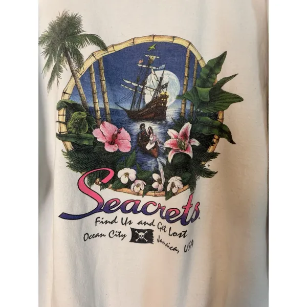 Gildan Secrets Jamaica Ocean City MD Crewneck white Sweatshirt Women's L - Image 5