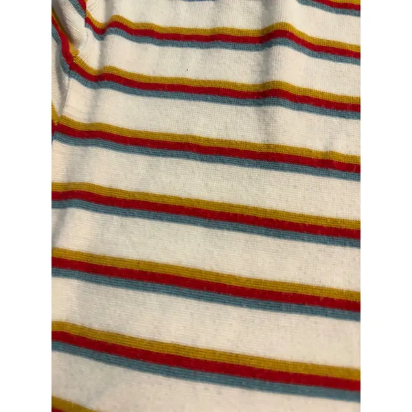 BP‎ T-Shirt Retro Striped White Multi-Color Short Sleeve Crop Tee Large - Image 5