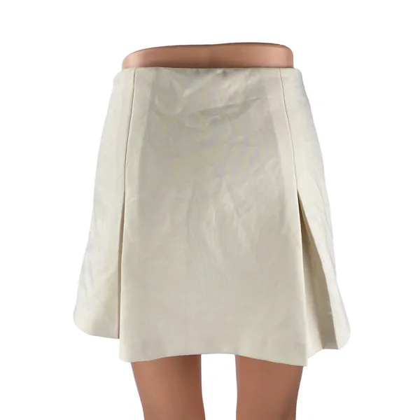 Elodie Beige Pleated High Rise Sports Golf Mini Flare A-Line Skort Skirt Size XS - Image 4