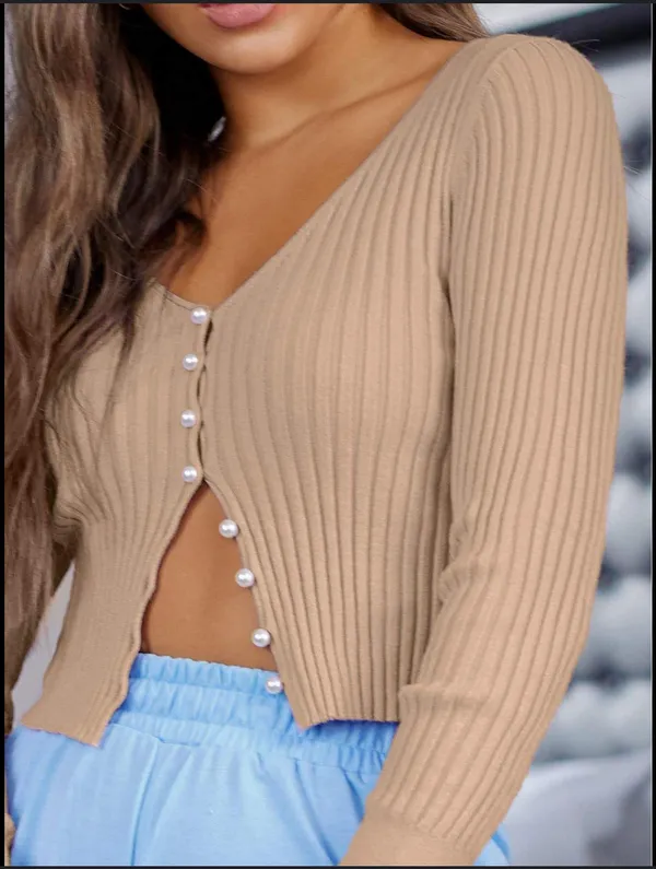Pearl Cropped Long sleeve Brown - Image 2