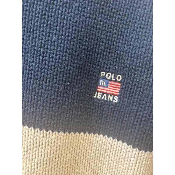 VTG Polo Jeans Co Ralph Lauren Sweater Womens SMALL Flag Knit Fits Small - Image 2