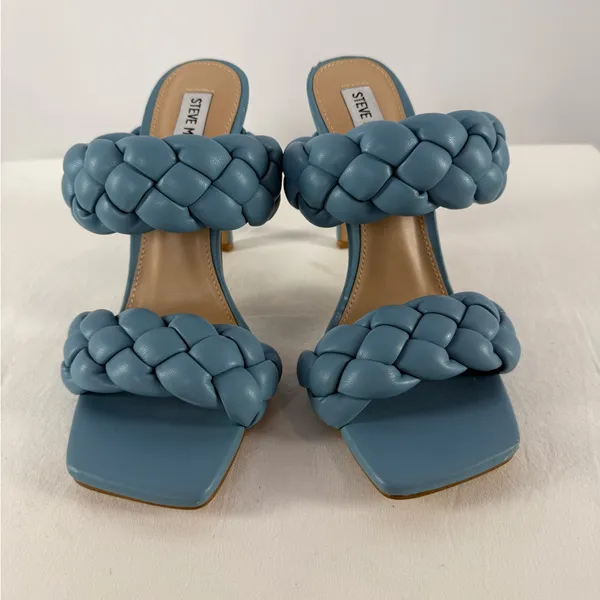 Steve‎ Madden Kenny Braided Square Toe Heels in Sea Blue Size 8 - Image 2