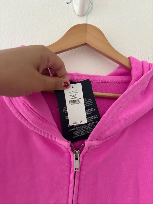 Gap VintageSoft Terry Zip Hoodie in neon pink glow new nwt - Image 4