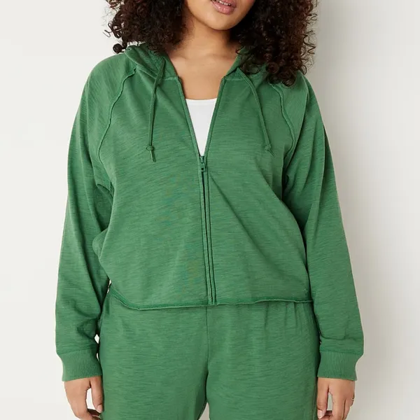 Pink Victoria's Secret LOUNGE COTTON ZIP-UP HOODIE forest pine‎ xl - Image 5
