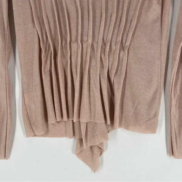 Elegant Lightweight‎ Cotton Blend Ballet Pink Ruffle Zip Front Cardigan Size M - Image 7