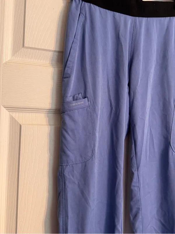 Women's Healing Hands Rachel 7-pocket Cecil Blue Scrub Pants Size Petite Small - Image 5