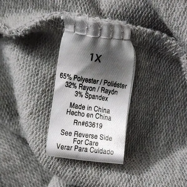 The Sweatshirt Project Pullover Women's Gray Cozy Lace Up Sleeve 1/4‎ Zip, 1X - Image 3