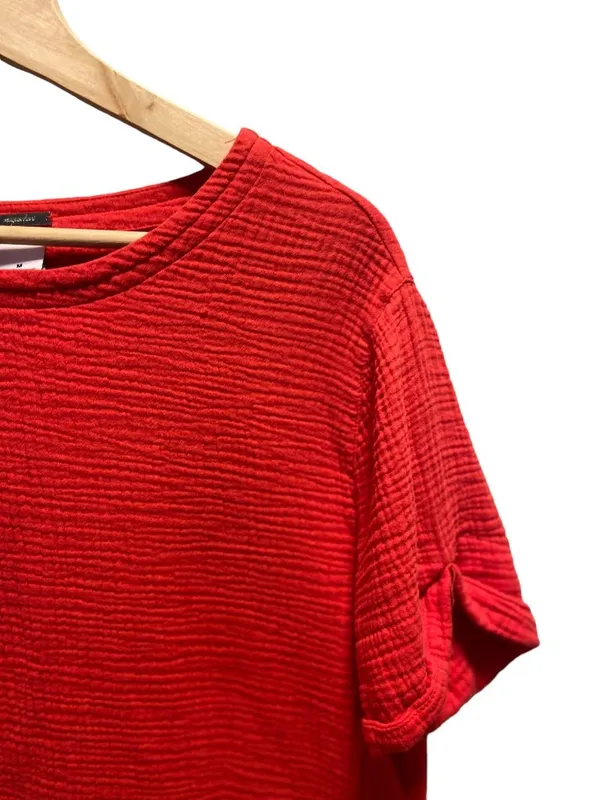 Magaschoni Organic Cotton Blouse Chili Red Size M Coastal Preppy Southern Beach - Image 7