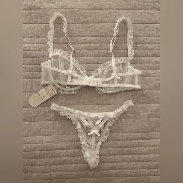 For Love & Lemons Eloise White Lace Lingerie Set - Image 3