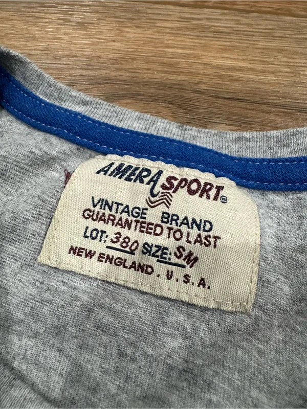 AMERASPORT Vintage 2000s Casual Gray Cropped Embroidered Graphic Tee | Sz Medium - Image 2