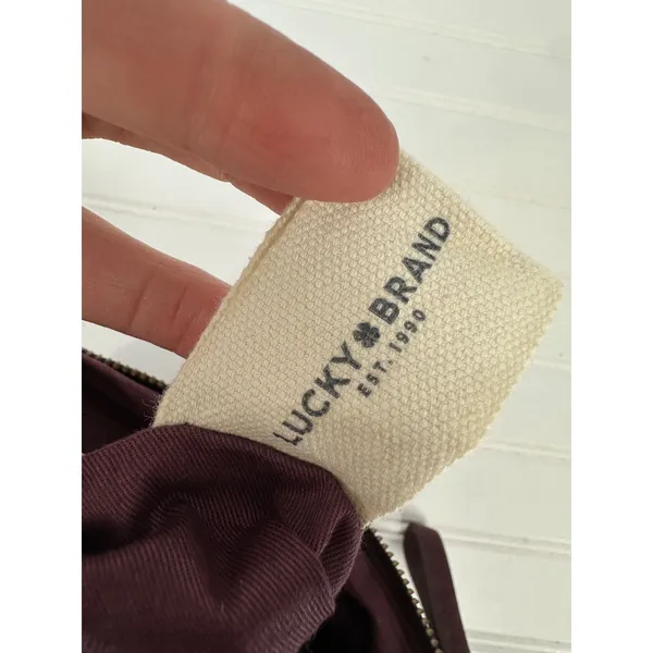 Lucky Brand Wristlet Pouch Women OS Burgundy Floral Embroidered Suede Boho - Image 6