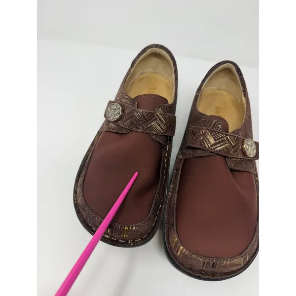 Alegria Paloma Brown Gold Metallic Clogs Shoes DEN-589 Womens 38 USA 7.5 - Image 6