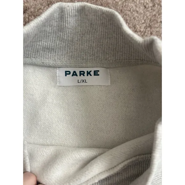 PARKE Cities Varsity Mock Neck Pullover Sweatshirt New York Grey Green RARE L/XL - Image 4