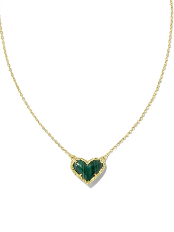 Kendra Scott Ari Heart Gold Pendant Necklace in Green Malachite - Image 7