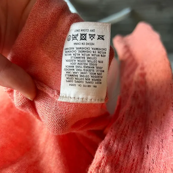 Rosie Neira Anthropologie Wool Blend Peach Longsleeve Ballet Core Wrap Top M - Image 9