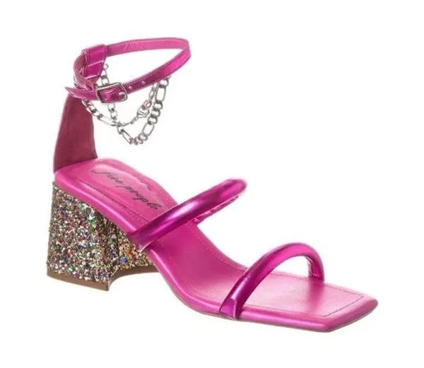 Free People Parker Hot Pink Chain Square Toe Heels - Image 7