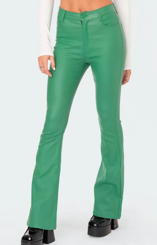 Faux Leather Flare Jeans Edikted - Image 2