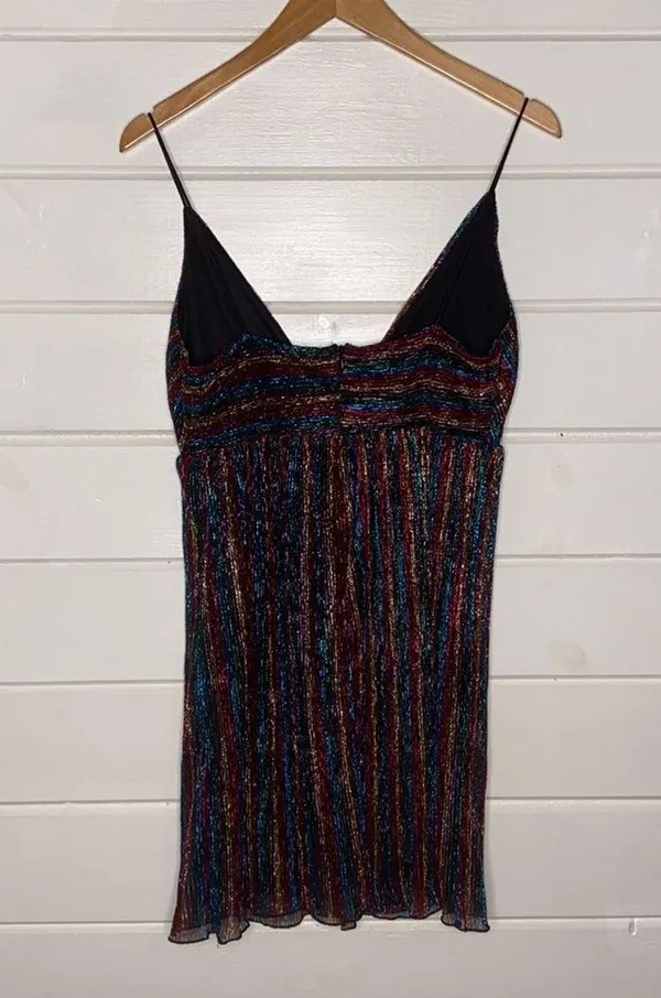 Forever 21 NWT shiny foil rainbow spaghetti strap mini dress - Image 5