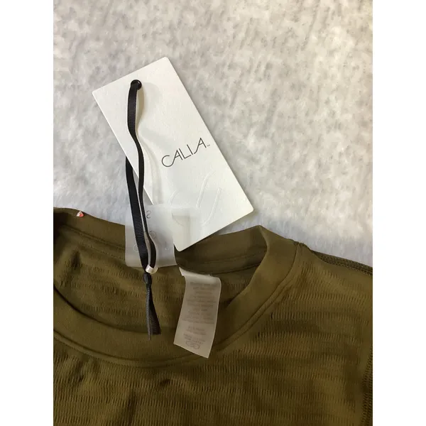 Calia Focus Seamless Crop Tee Womens Small Dark Khaki Olive‎ WAX15125 NWT - Image 2
