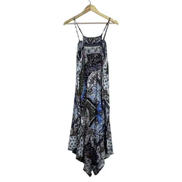 Ganji LA Boho Paisley Handkerchief Hem Maxi Dress Multi Color Festival Size S - Image 5