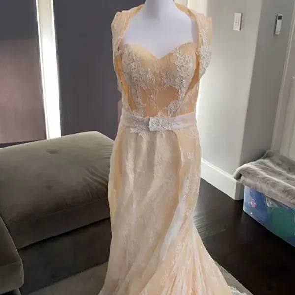 Women’s Strapless Formal Wedding Party Dress Size 4 &extra long train cape *READ - Image 13