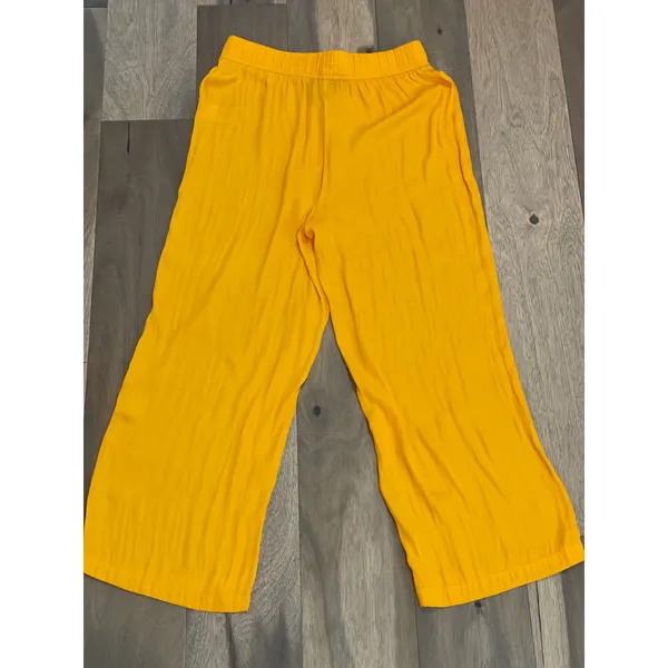Rachel Roy Pants Wide Leg Cropped Yellow Lightweight Size M - Image 6