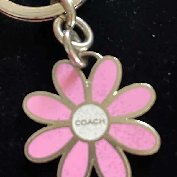 Coach Pink Daisy Enamel Keychain Bagcharm NEW $95 - Image 2