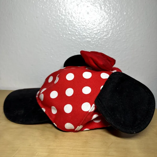 Disney Parks Baseball Hat Cap Minnie Mouse Ears Cotton Snap Back Polka Dot OS - Image 2