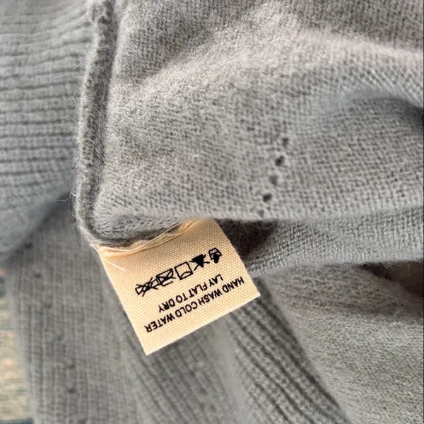 M. Rena Off-the-Shoulder Light Blue Sweater Sz Small Ribbed Oversized Cropped - Image 13