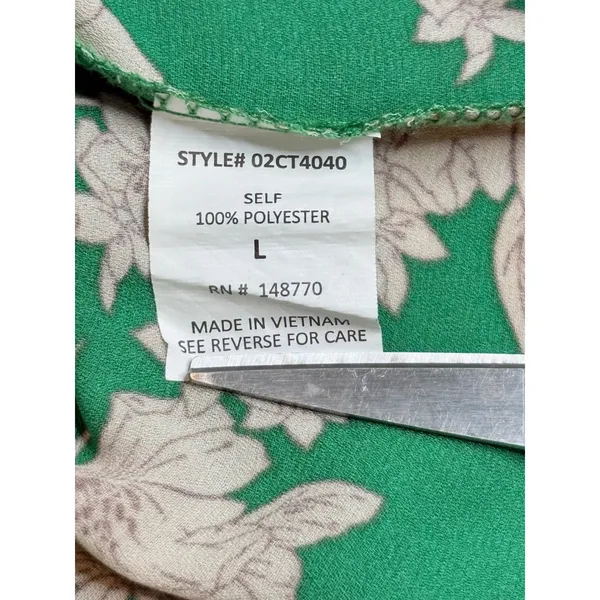 Sienna Sky Floral Blouse Womens Large Green Smocked High‎ Neck Puff Sleeve Top - Image 8