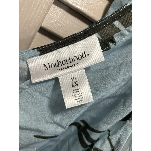 Motherhood Maternity NWT Blue/Blk Floral Sleeveless Blouse Size XL Tie Waist Side Zip - Image 2
