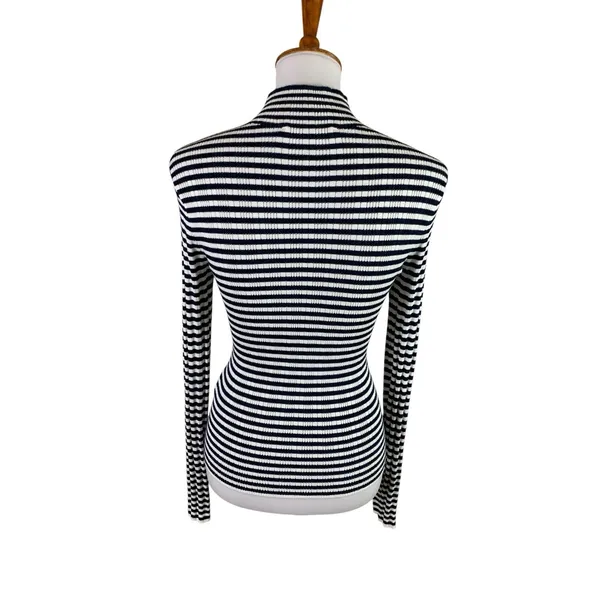 Abercrombie Fitch Navy White Striped Ribbed Turtleneck Preppy Y2K Old Money S - Image 2