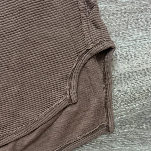 We The Free Eclipse Tee French Chocolate Brown Sweatshirt Ribbed Oversized - Image 7