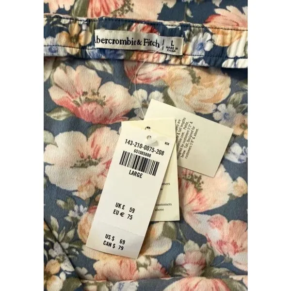 NWT Abercrombie & Fitch Navy Floral Midi Skirt Women's Size Large - Image 4