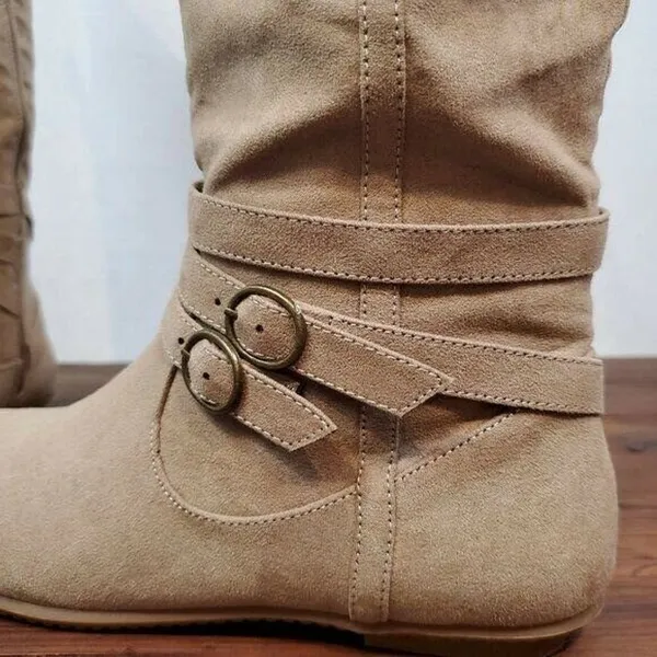 JustFab‎ Womens Boots 7 Brown Suede Knee High Zip Up Flat Pull-On Almond Toe - Image 10